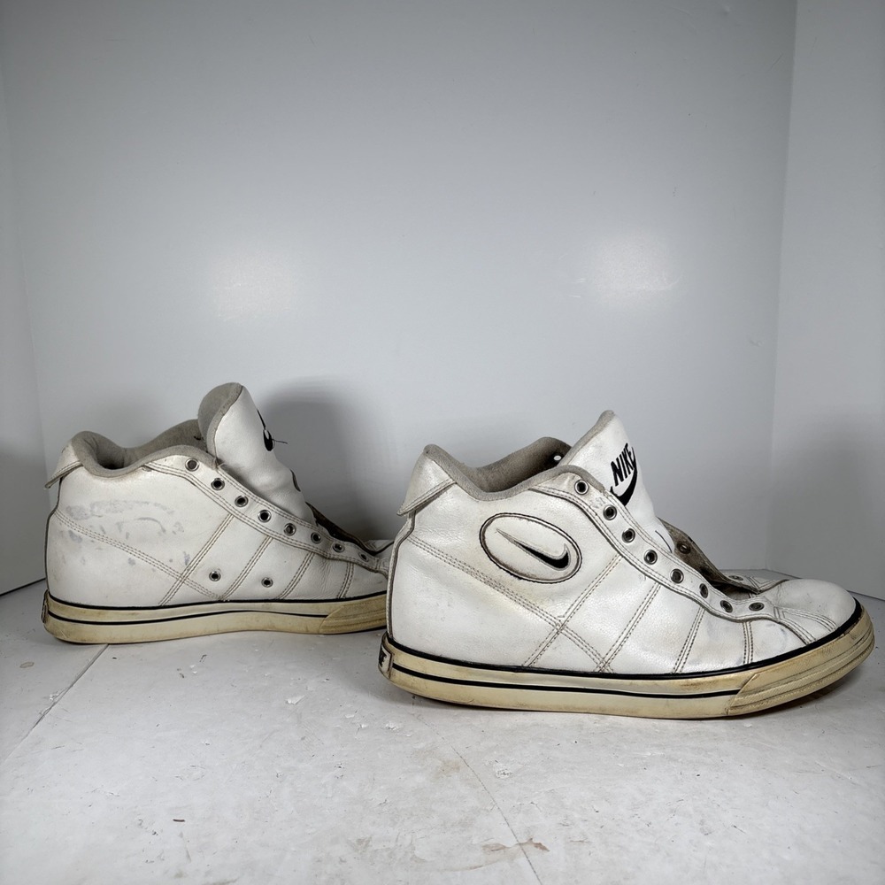 Size 11.5 Vintage Nike Sweet‎ Lew Leather Mid White Sneakers 310601-101 - Picture 7 of 9